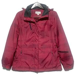 Port Authority Zip Up Hooded Jacket Women's Size Large Cranberry Red Lined